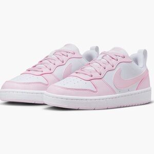 NIKE NWT Court Borough Low Recraft shoes pink & white girls 6